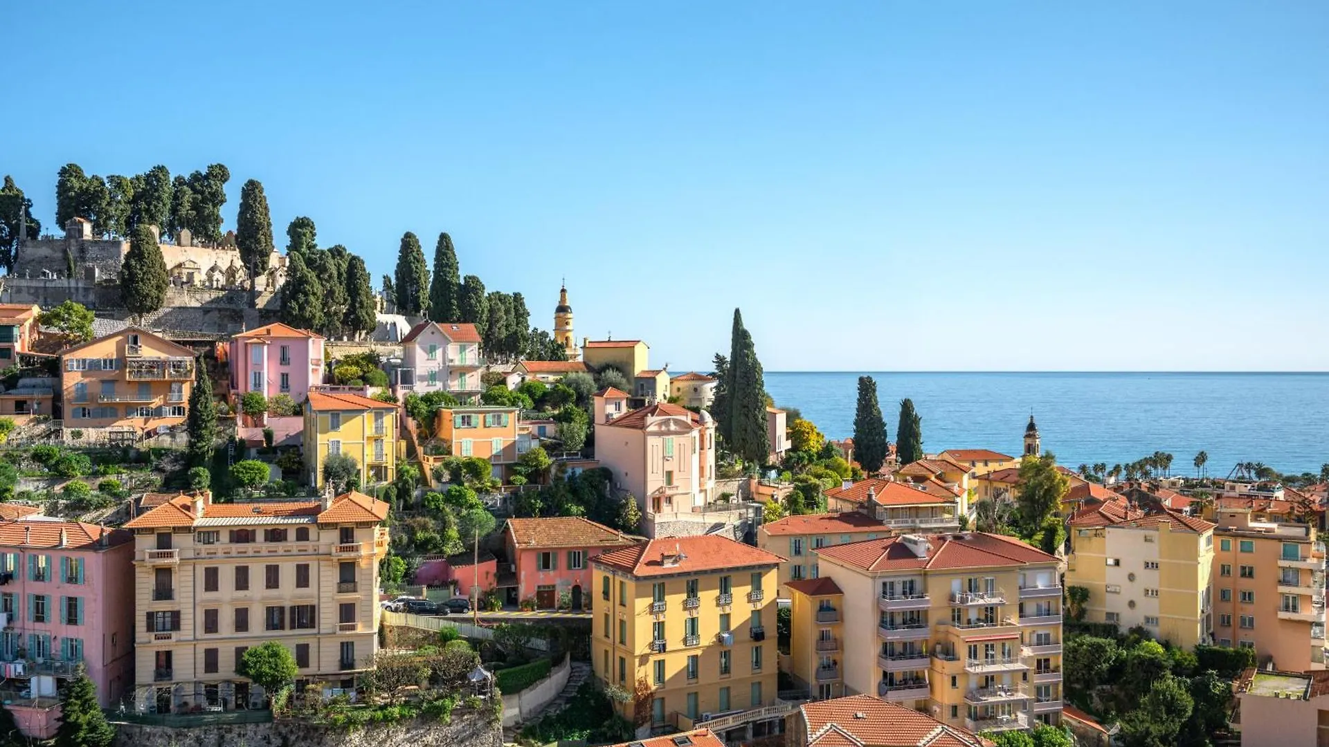 Apartment Les Orangers, Charmant Studio Avec Coin Nuit, Incroyable Vue Sur La Ville Et La Mer, Parking Menton France